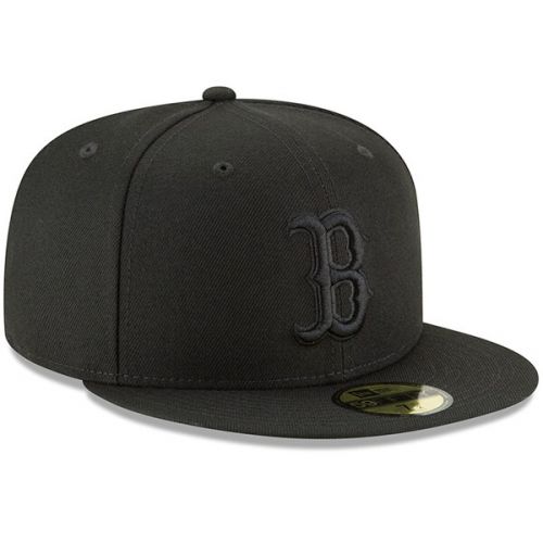  Mens Boston Red Sox New Era Black Primary Logo Basic 59FIFTY Fitted Hat