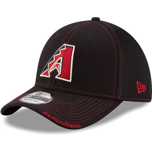  Mens Arizona Diamondbacks New Era Black Logo Neo 39THIRTY Flex Hat