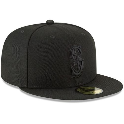  Mens Seattle Mariners New Era Black Primary Logo Basic 59FIFTY Fitted Hat