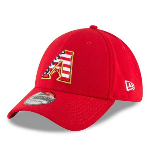  Mens Arizona Diamondbacks New Era Red 2018 Stars & Stripes 4th of July 39THIRTY Flex Hat