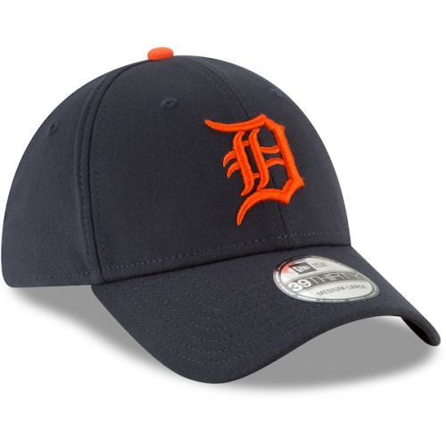  Mens Detroit Tigers New Era Navy Road Team Classic 39THIRTY Flex Hat