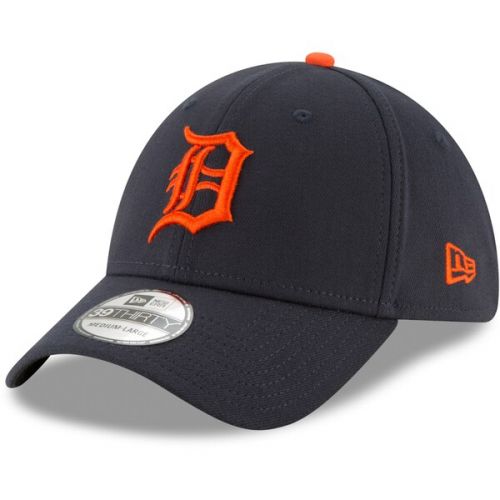  Mens Detroit Tigers New Era Navy Road Team Classic 39THIRTY Flex Hat