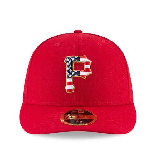  Mens Pittsburgh Pirates New Era Red 2018 Stars & Stripes 4th of July On-Field Low Profile 59FIFTY Fitted Hat