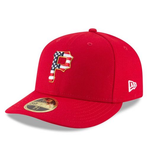  Mens Pittsburgh Pirates New Era Red 2018 Stars & Stripes 4th of July On-Field Low Profile 59FIFTY Fitted Hat