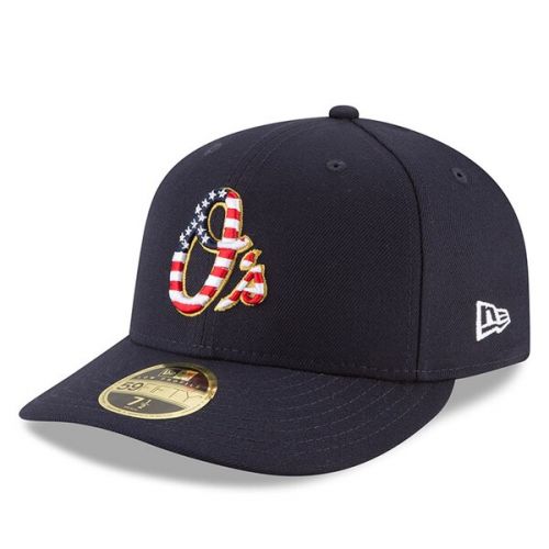  Mens Baltimore Orioles New Era Navy 2018 Stars & Stripes 4th of July On-Field Low Profile 59FIFTY Fitted Hat