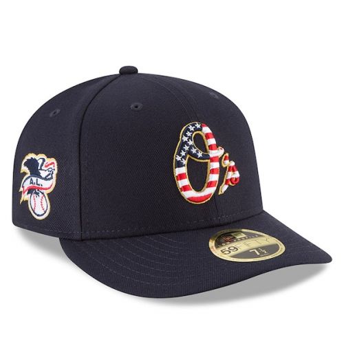  Mens Baltimore Orioles New Era Navy 2018 Stars & Stripes 4th of July On-Field Low Profile 59FIFTY Fitted Hat