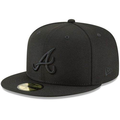  Mens Atlanta Braves New Era Black Primary Logo Basic 59FIFTY Fitted Hat