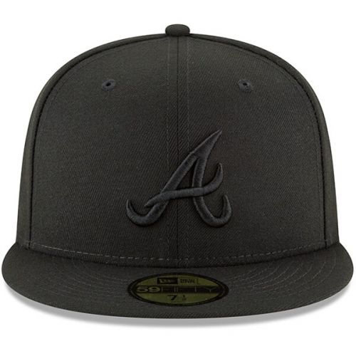  Mens Atlanta Braves New Era Black Primary Logo Basic 59FIFTY Fitted Hat