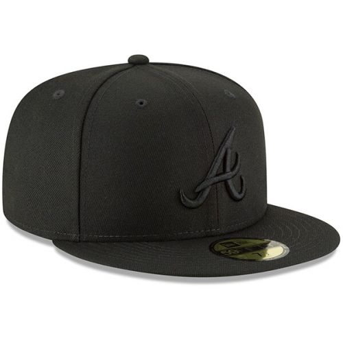  Mens Atlanta Braves New Era Black Primary Logo Basic 59FIFTY Fitted Hat