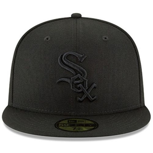  Mens Chicago White Sox New Era Black Primary Logo Basic 59FIFTY Fitted Hat