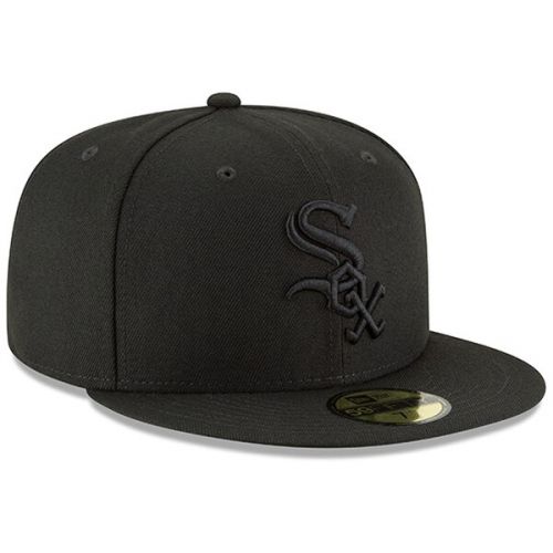  Mens Chicago White Sox New Era Black Primary Logo Basic 59FIFTY Fitted Hat