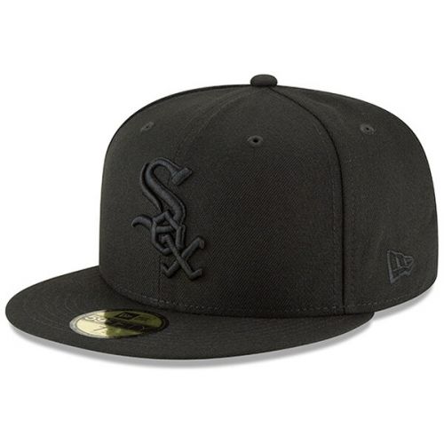  Mens Chicago White Sox New Era Black Primary Logo Basic 59FIFTY Fitted Hat