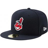 Rare MLB Cleveland Navy Vintage Indians Chief Wahoo Guardians Fitted Authentic Collection 59Fifty Hat Cap (US, Numeric, 7, Navy)