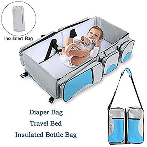  New For Baby Baby Travel Bed Bag Baby Diaper Bag Portable Baby Diaper Change Station 4 in 1 Folding Baby Bag...