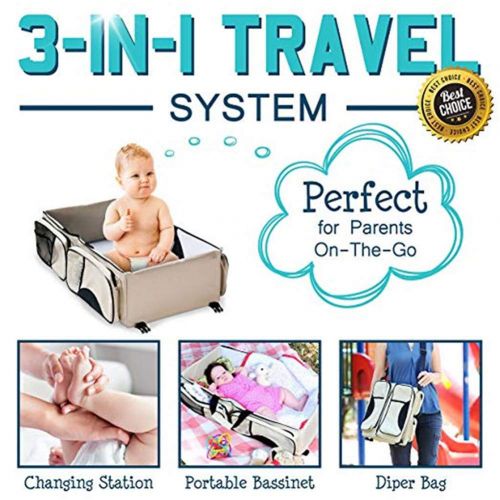  New For Baby Baby Travel Bed Bag Baby Diaper Bag Portable Baby Diaper Change Station 4 in 1 Folding Baby Bag...