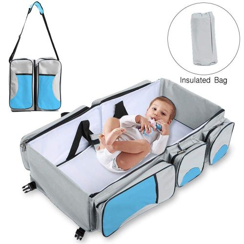  New For Baby Baby Travel Bed Bag Baby Diaper Bag Portable Baby Diaper Change Station 4 in 1 Folding Baby Bag...