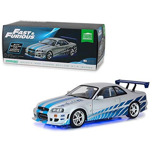  New Greenlight New DIECAST Toys CAR Greenlight 1:18 Artisan Collection - 1999 Nissan Skyline GT-R (R34) with NEON Lights (2 Fast 2 Furious) 19041