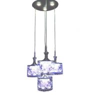 New Legend Lighting Modern LED Chandelier Chrome Finish Glass Shade 4-Light Hanging Pendant Ceiling Lamp Fixture, Bulbs Included