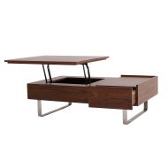 New Pacific Direct Denzel Walnut Veneer Lift-Top Coffee Table, Walnut/Gray