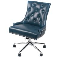 New Pacific Direct Cadence Bonded Leather Office Chair,Chrome Legs,Vintage Blue