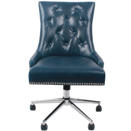  New Pacific Direct Cadence Bonded Leather Office Chair,Chrome Legs,Vintage Blue