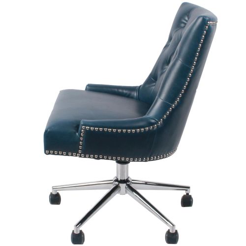  New Pacific Direct Cadence Bonded Leather Office Chair,Chrome Legs,Vintage Blue