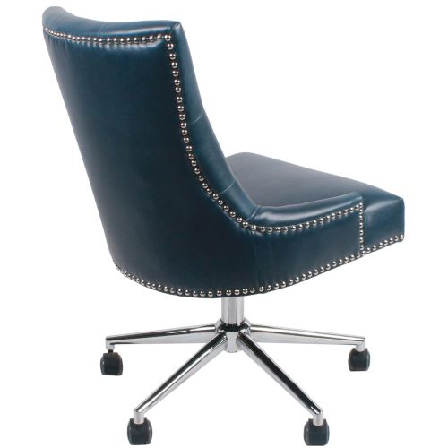  New Pacific Direct Cadence Bonded Leather Office Chair,Chrome Legs,Vintage Blue