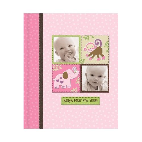  [아마존베스트]New Seasons Baby Girl Memory Book Scrapbook Photo Picture Album with Storage Dividers Keepsake Box Baby’s First Five Years Diary Journal Records Milestone Memories Precious Moments Pink Polka