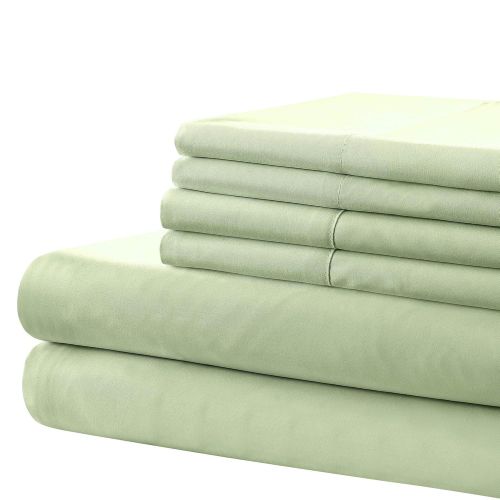  New Sega Home Indulgence Solid Microfiber Sheet Set, Full, Sage