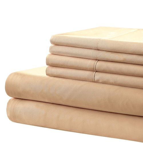  New Sega Home Indulgence Solid Microfiber Sheet Set, Full, Taupe