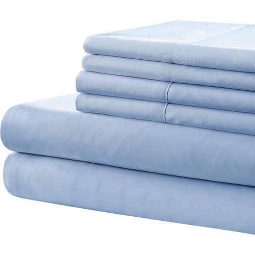  New Sega Home Indulgence Solid Microfiber Sheet Set, Full, Blue