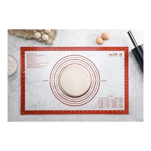  New Star 1029017 Non-Slip Silicone Pastry Mat, Extra Large with Measurements, 16x26'', NSF International Certified