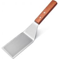 New Star Foodservice 36299 Wood Handle Heavy Duty Hamburger Turner/Spatula with Cutting Edge, 11.5