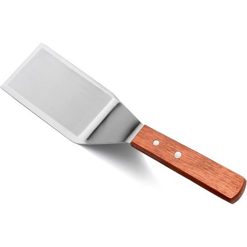  New Star Foodservice 36299 Wood Handle Heavy Duty Hamburger Turner/Spatula with Cutting Edge, 11.5