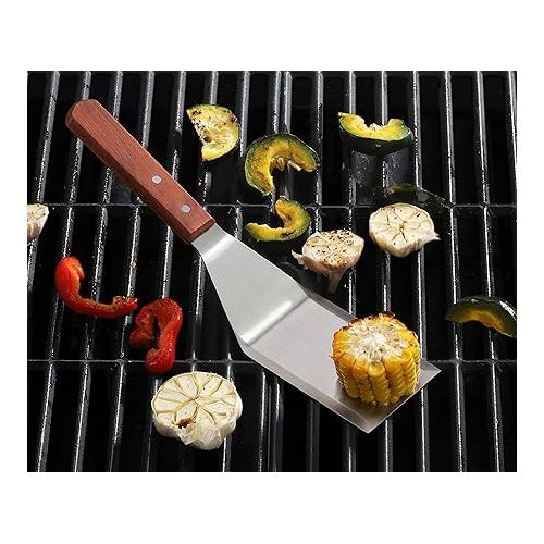  New Star Foodservice 36299 Wood Handle Heavy Duty Hamburger Turner/Spatula with Cutting Edge, 11.5