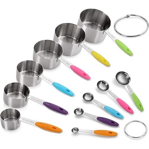  New Star Foodservice 1028065 Stainless Steel 18/8 12-Piece Measuring Cup and Spoon Set