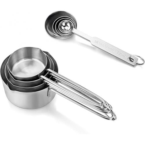  New Star Foodservice 42917 Stainless Steel 8-Piece Measuring Cups and Spoons Combo Set