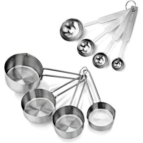  New Star Foodservice 42917 Stainless Steel Measuring Spoons and Measuring Cups Combo, Set of 8