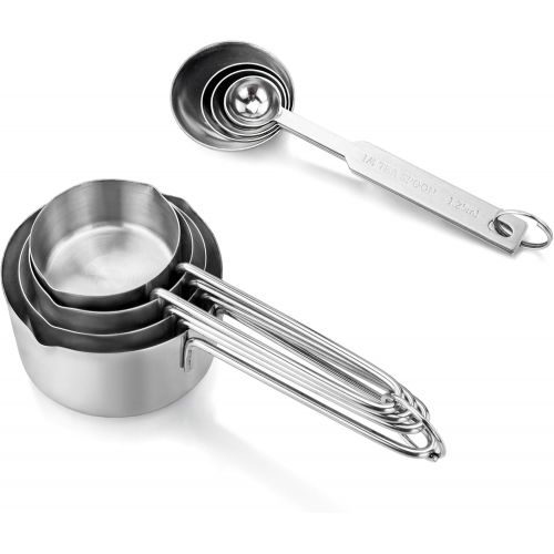  New Star Foodservice 42917 Stainless Steel Measuring Spoons and Measuring Cups Combo, Set of 8