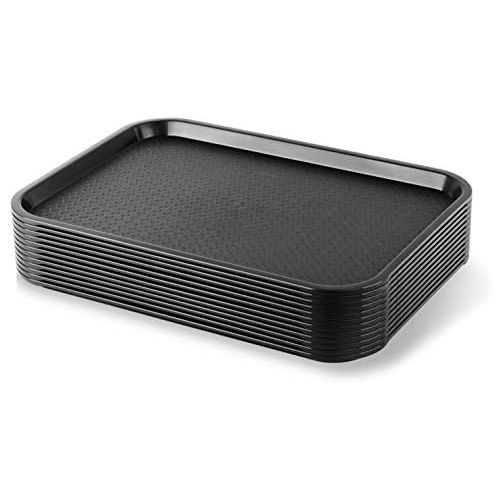  New Star Foodservice 24517 Black Plastic Fast Food Tray, 12 by 16-Inch, Set of 12