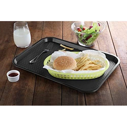  New Star Foodservice 24517 Black Plastic Fast Food Tray, 12 by 16-Inch, Set of 12