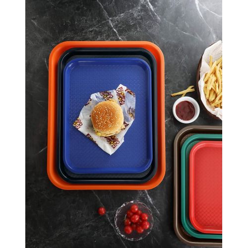  New Star Foodservice 24517 Black Plastic Fast Food Tray, 12 by 16-Inch, Set of 12