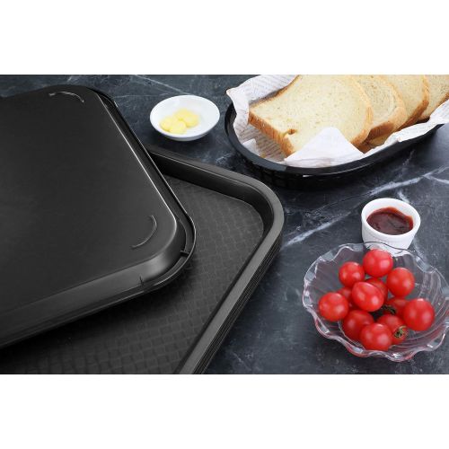  New Star Foodservice 24517 Black Plastic Fast Food Tray, 12 by 16-Inch, Set of 12