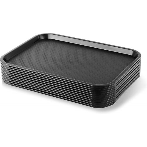  New Star Foodservice 24517 Black Plastic Fast Food Tray, 12 by 16-Inch, Set of 12