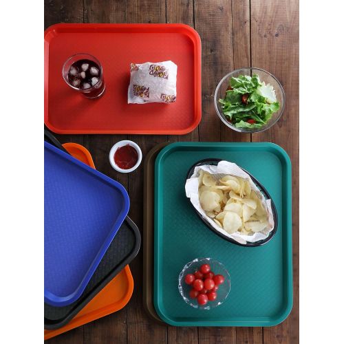  New Star Foodservice 24517 Black Plastic Fast Food Tray, 12 by 16-Inch, Set of 12