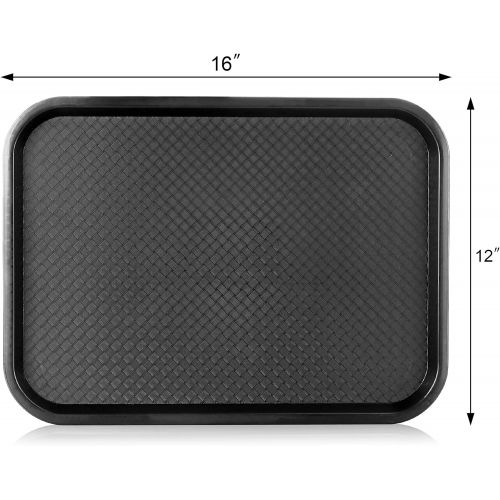  New Star Foodservice 24517 Black Plastic Fast Food Tray, 12 by 16-Inch, Set of 12