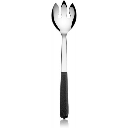  New Star Foodservice 52121 Hollow Cool Touch Coating Handle Notched Serving Spoon, 12, Silver