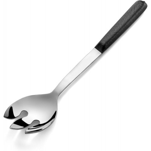  New Star Foodservice 52121 Hollow Cool Touch Coating Handle Notched Serving Spoon, 12, Silver