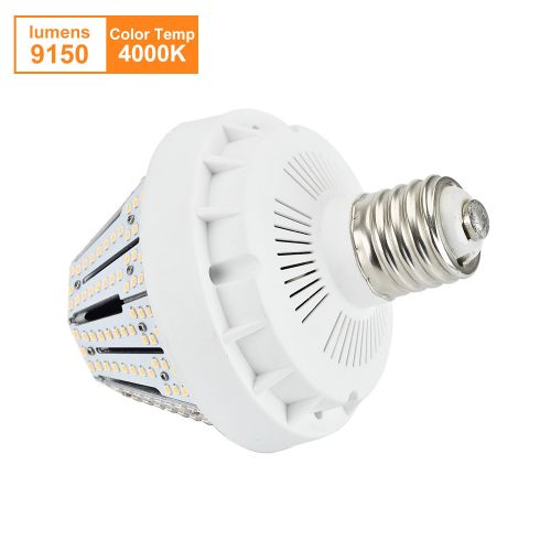  New Sunshine 60W LED Corn Light Bulb for Indoor Outdoor E26 9150LM 4000K Pure White Replacement for 175W CFL/MH/HID/HPS for Low Bay Street Lamp Post Lighting Garage Factory Warehou