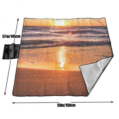  New Wanli Picnic Blanket Ocean During Sunset Sandproof and Waterproof Picnic Mat Folding Portable Tote Camping Mat for Beach Camping Hiking Grass Travelling 57 * 59in